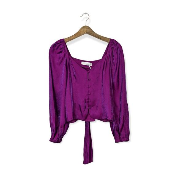 Adelyn Rae Tops - NWT Adelyn Rae Iridescent Purple Crop Tie Back Blouse